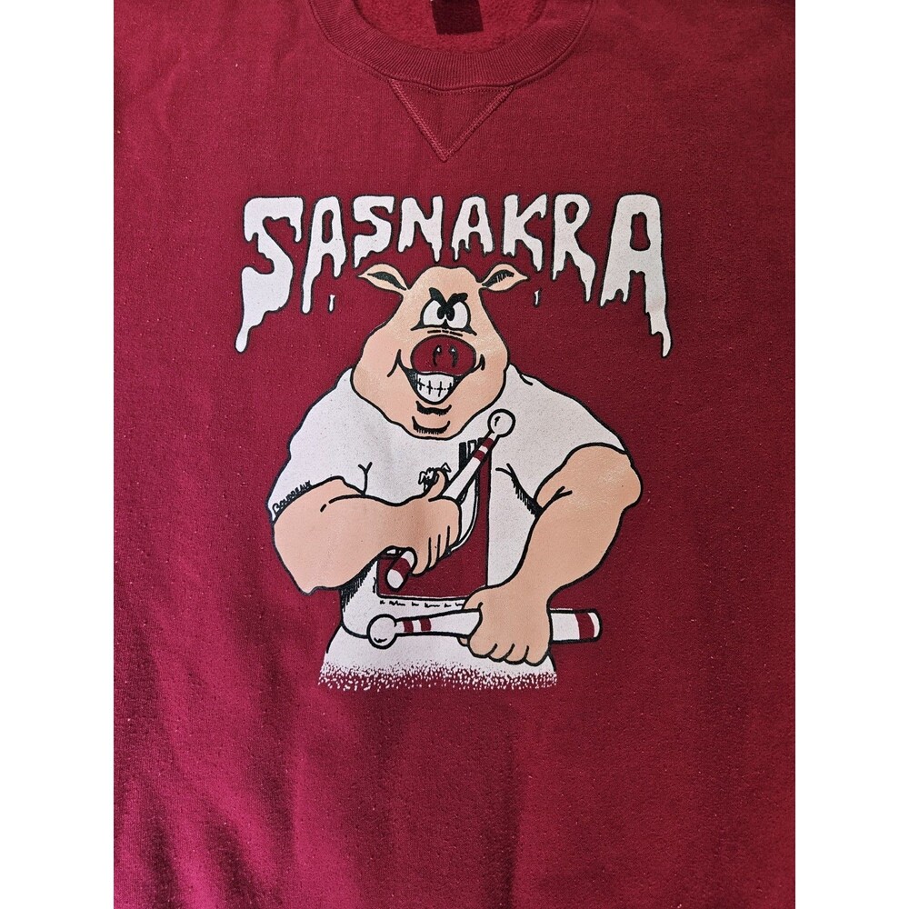 VTG SZ. L 80's Russell Athletics Arkansas Razorbacks DRUM LINE 88-89 Sweatshirt - Picture 3 of 10